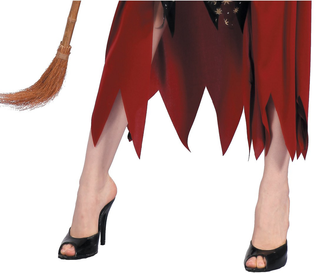 Role play-set for adult Red Witch (dress, hat, belt), size S